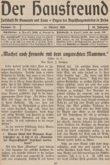 Der Hausfreund : Zeitschrift für Gemeinde und Haus : Organ der Baptistengemeinden in Polen. R.34, 1928, Nummer 42