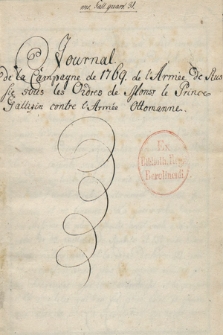 Journal de la campagne de 1769 de l’armée de Russie sous les ordres de monseigneur le Prince Gallizin contre l’armée Ottomane