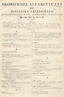 Dziennik Urzędowy Wojewódzkiej Rady Narodowej w Kielcach. 1965, skorowidz alfabetyczny