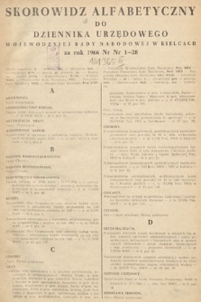 Dziennik Urzędowy Wojewódzkiej Rady Narodowej w Kielcach. 1966, skorowidz alfabetyczny