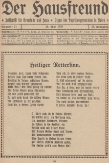 Der Hausfreund : Zeitschrift für Gemeinde und Haus : Organ der Baptistengemeinden in Polen. R.35, 1929, Nummer 21