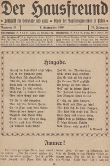 Der Hausfreund : Zeitschrift für Gemeinde und Haus : Organ der Baptistengemeinden in Polen. R.35, 1929, Nummer 36