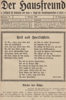 Der Hausfreund : Zeitschrift für Gemeinde und Haus : Organ der Baptistengemeinden in Polen. R.35, 1929, Nummer 40