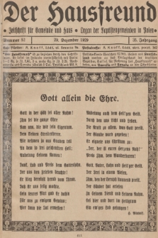 Der Hausfreund : Zeitschrift für Gemeinde und Haus : Organ der Baptistengemeinden in Polen. R.35, 1929, Nummer 52