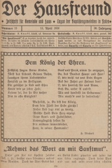 Der Hausfreund : Zeitschrift für Gemeinde und Haus : Organ der Baptistengemeinden in Polen. R.36, 1930, Nummer 15