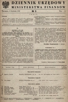 Dziennik Urzędowy Ministerstwa Finansów. 1958, nr 5
