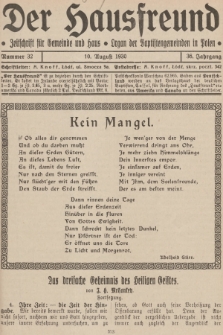 Der Hausfreund : Zeitschrift für Gemeinde und Haus : Organ der Baptistengemeinden in Polen. R.36, 1930, Nummer 32