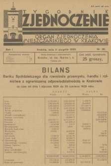 Zjednoczenie : organ Zjednoczenia Mieszczańskiego w Krakowie. R.1, 1929, nr 30
