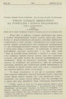 [Nowiny Psychjatryczne : czasopismo poświęcone sprawom psychjatrycznym naukowym i praktycznym : organ zakładów psychjatrycznych Polski Zachodniej : Dziekanka, Kocborów, Kochanówka, Kościan, Lubliniec, Owińska, Rybnik, Świecie. R.3, 1926, Zeszyt 3-4]