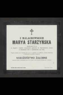 Z Małachowskich Marya Starzyńska [...] zmarła w Zakopanem dnia 10 października 1912 roku