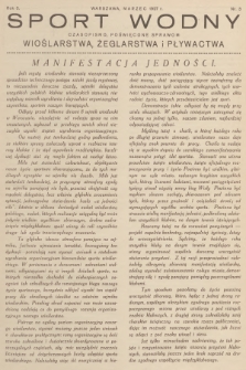 Sport Wodny : czasopismo, poświęcone sprawom wioślarstwa, żeglarstwa i pływactwa. R.3, 1927, nr 3
