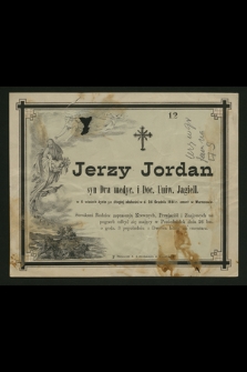 Jerzy Jordan [...] w d. 24 grudnia 1881 r. zmarł w Warszawie [...]