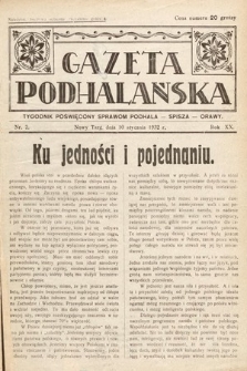 Gazeta Podhalańska : tygodnik poświęcony sprawom Podhala, Spisza, Orawy. 1932, nr 2