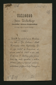 Nekrolog Jana Zielińskiego rysownika i malarza Krakowskiego, 18 lutego 1846 w Rzymie zmarłego [...]