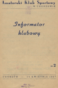 Informator Klubowy. 1957, nr 2