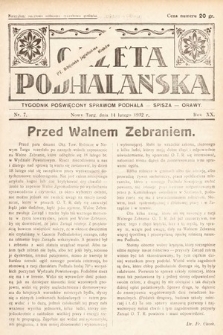 Gazeta Podhalańska : tygodnik poświęcony sprawom Podhala, Spisza, Orawy. 1932, nr 7