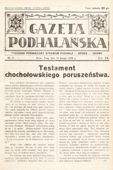Gazeta Podhalańska : tygodnik poświęcony sprawom Podhala, Spisza, Orawy. 1932, nr 8
