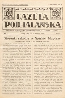 Gazeta Podhalańska : tygodnik poświęcony sprawom Podhala, Spisza, Orawy. 1932, nr 17