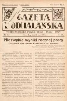 Gazeta Podhalańska : tygodnik poświęcony sprawom Podhala, Spisza, Orawy. 1932, nr 21