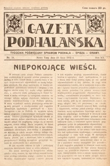 Gazeta Podhalańska : tygodnik poświęcony sprawom Podhala, Spisza, Orawy. 1932, nr 28