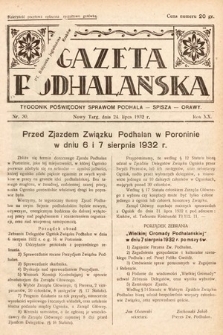 Gazeta Podhalańska : tygodnik poświęcony sprawom Podhala, Spisza, Orawy. 1932, nr 30