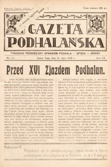 Gazeta Podhalańska : tygodnik poświęcony sprawom Podhala, Spisza, Orawy. 1932, nr 31