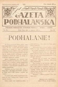 Gazeta Podhalańska : tygodnik poświęcony sprawom Podhala, Spisza, Orawy. 1932, nr 34