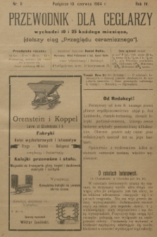 Przewodnik dla Ceglarzy : dalszy ciąg „Przeglądu ceramicznego”. R.4, 1904, nr 11