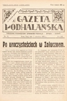 Gazeta Podhalańska : tygodnik poświęcony sprawom Podhala, Spisza, Orawy. 1932, nr 37