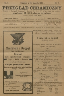 Przegląd Ceramiczny. R.5, 1905, nr 2