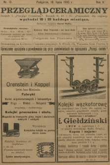 Przegląd Ceramiczny. R.5, 1905, nr 13