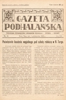 Gazeta Podhalańska : tygodnik poświęcony sprawom Podhala, Spisza, Orawy. 1932, nr 40