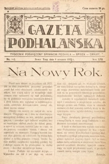 Gazeta Podhalańska : tygodnik poświęcony sprawom Podhala, Spisza, Orawy. 1933, nr 1-2