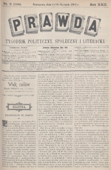 Prawda : tygodnik polityczny, społeczny i literacki. 1902, nr 3