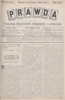 Prawda : tygodnik polityczny, społeczny i literacki. 1902, nr 10
