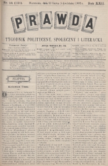 Prawda : tygodnik polityczny, społeczny i literacki. 1902, nr 14