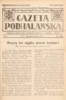 Gazeta Podhalańska : tygodnik poświęcony sprawom Podhala, Spisza, Orawy. 1933, nr 6