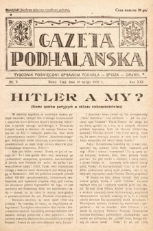 Gazeta Podhalańska : tygodnik poświęcony sprawom Podhala, Spisza, Orawy. 1933, nr 8