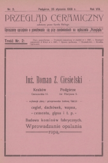 Przegląd Ceramiczny. R.8, 1908, nr 2