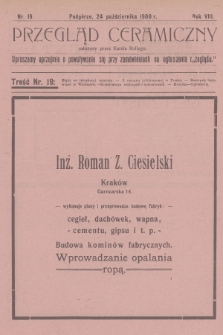Przegląd Ceramiczny. R.8, 1908, nr 19