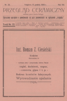 Przegląd Ceramiczny. R.8, 1908, nr 23