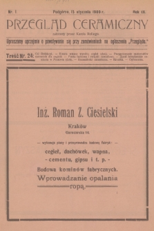 Przegląd Ceramiczny. R.9, 1909, nr 1