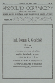 Przegląd Ceramiczny. R.9, 1909, nr 4