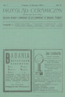 Przegląd Ceramiczny. R.9, 1909, nr 7