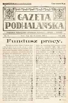 Gazeta Podhalańska : tygodnik poświęcony sprawom Podhala, Spisza, Orawy. 1933, nr 16