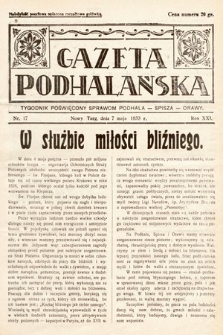 Gazeta Podhalańska : tygodnik poświęcony sprawom Podhala, Spisza, Orawy. 1933, nr 17