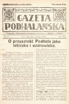 Gazeta Podhalańska : tygodnik poświęcony sprawom Podhala, Spisza, Orawy. 1933, nr 20