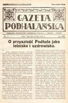 Gazeta Podhalańska : tygodnik poświęcony sprawom Podhala, Spisza, Orawy. 1933, nr 27