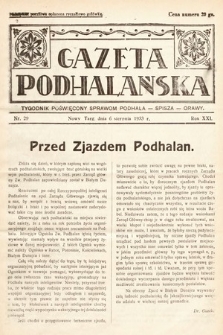 Gazeta Podhalańska : tygodnik poświęcony sprawom Podhala, Spisza, Orawy. 1933, nr 29