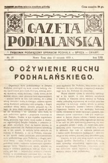 Gazeta Podhalańska : tygodnik poświęcony sprawom Podhala, Spisza, Orawy. 1933, nr 30